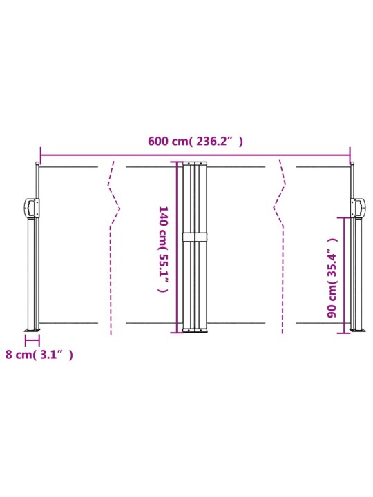 Lahtitõmmatav külgsein, beež, 140 x 600 cm
