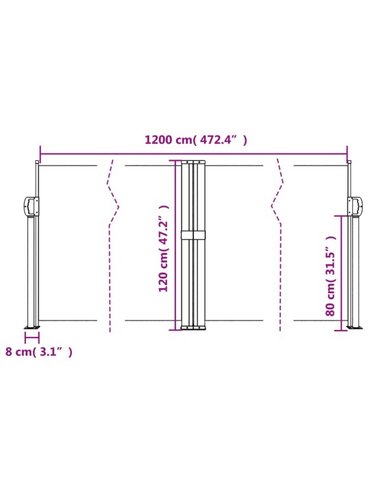 Lahtitõmmatav külgsein, beež, 120x1200 cm