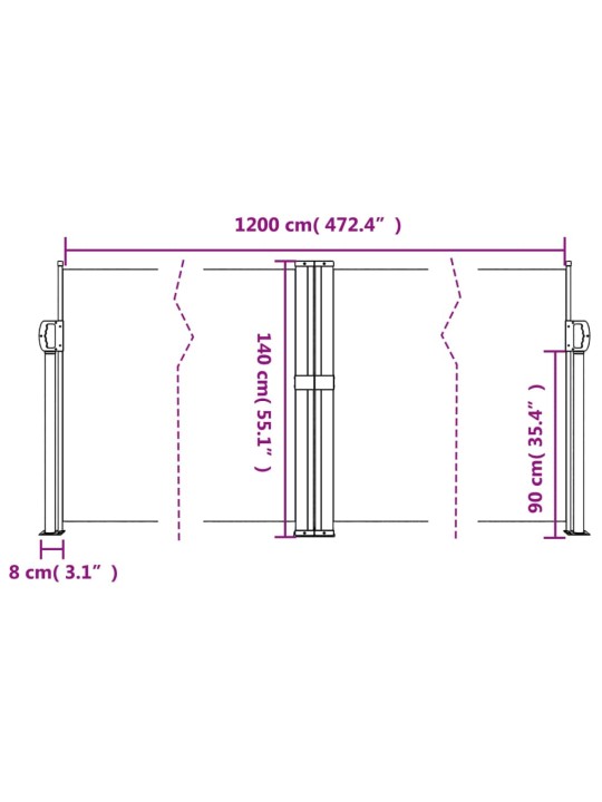 Lahtitõmmatav külgsein, beež, 140 x 1200 cm