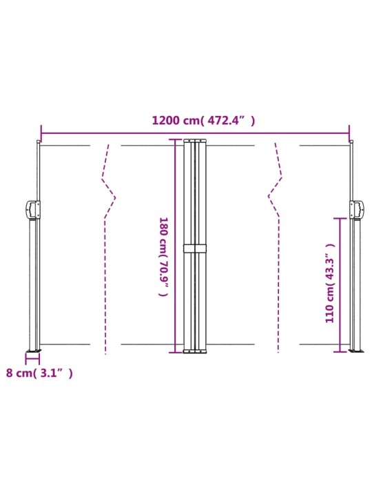 Lahtitõmmatav külgsein, 180 x 1200 cm, pruun
