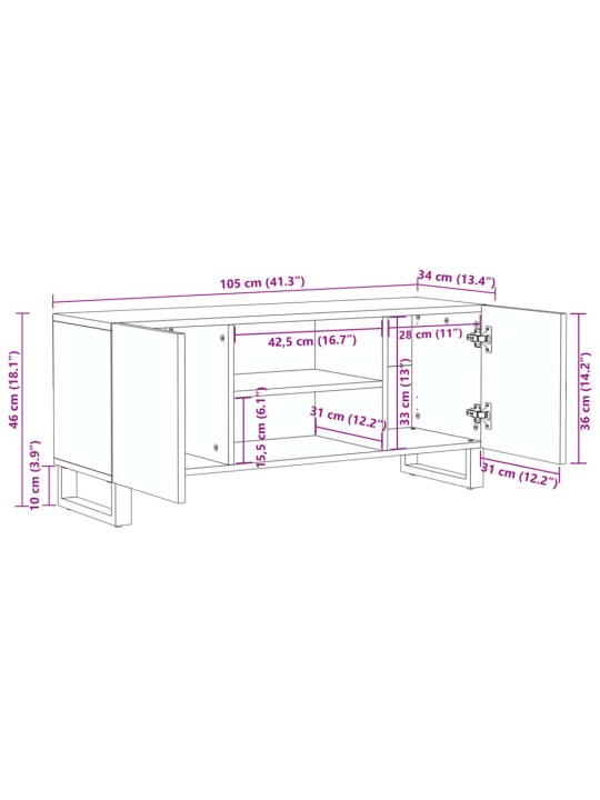 Tv kapp, valge, 105 x 34 x 46 cm, mangopuit