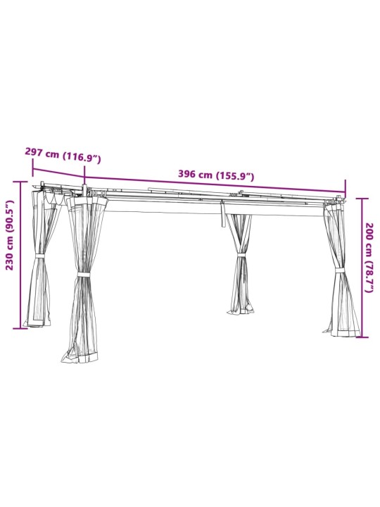 Võrkseintega paviljon, antratsiithall, 4x3 m, teras