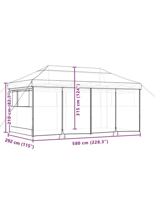 Kokkupandav pop-up peotelk 4 külgseinaga, pruunikashall