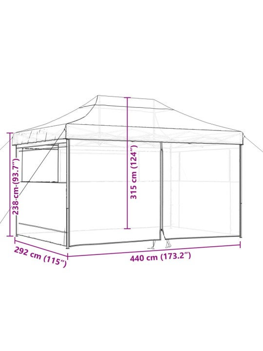 Kokkupandav pop-up peotelk 4 külgseinaga, terrakota