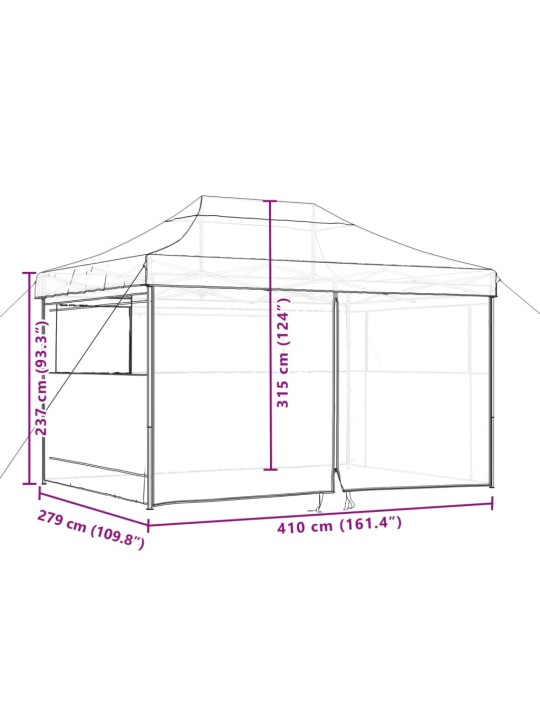 Kokkupandav pop-up peotelk 4 külgseinaga, terrakota