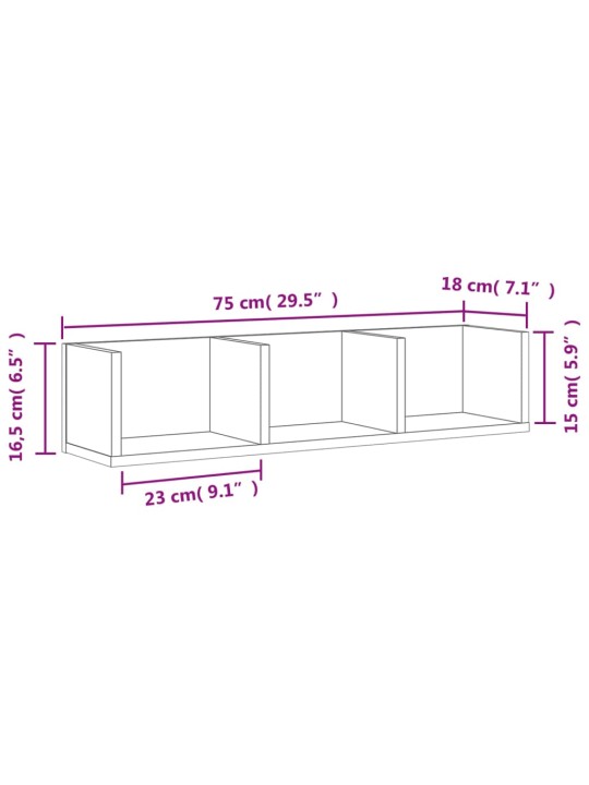 Seinakapp, suitsutatud tamm, 75 x 18 x 16,5 cm, tehispuit