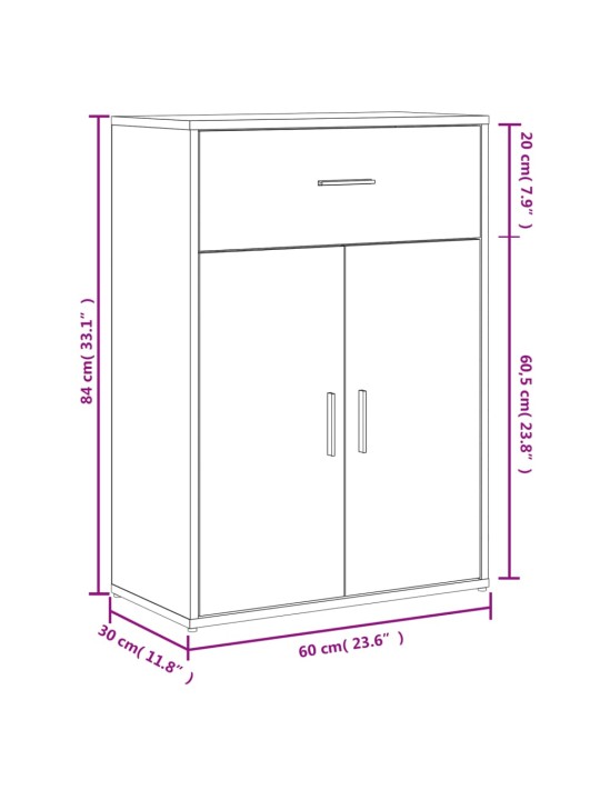 Puhvetkapp, hall sonoma tamm, 60x30x84 cm, tehispuit