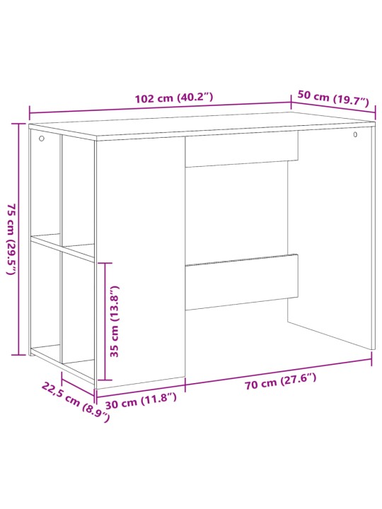 Kirjutuslaud, hall sonoma tamm, 102x50x75 cm, tehispuit