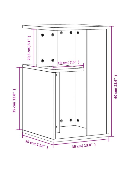 Lisalaud, hall sonoma tamm, 35x35x60 cm, tehispuit