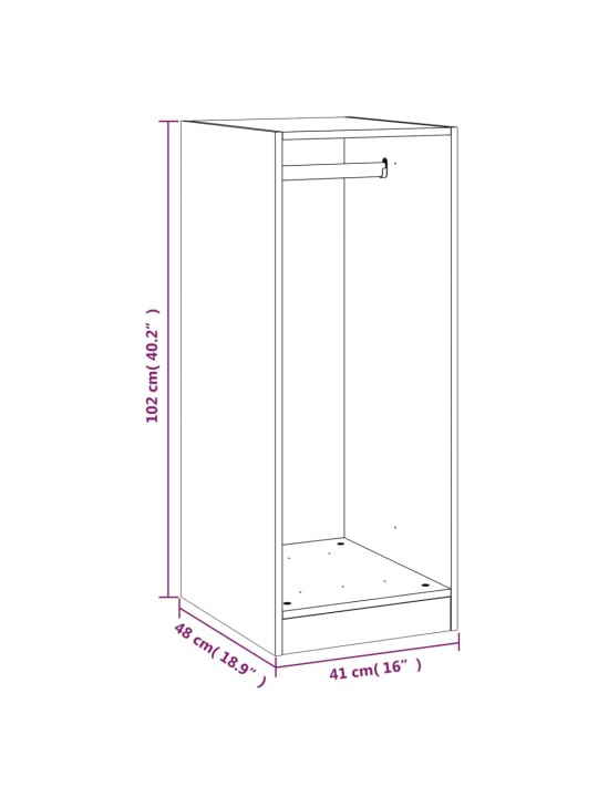 Riidekapp, valge, 48x41x102 cm, tehispuit