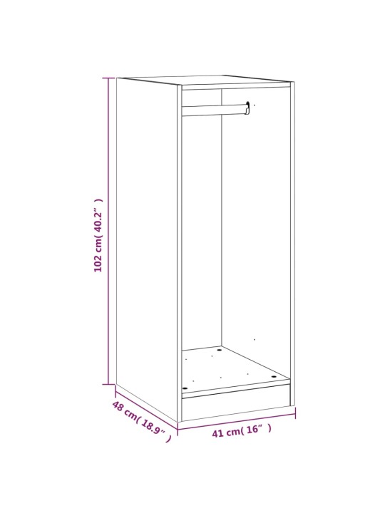 Riidekapp, suitsutatud tamm, 48x41x102 cm, tehispuit