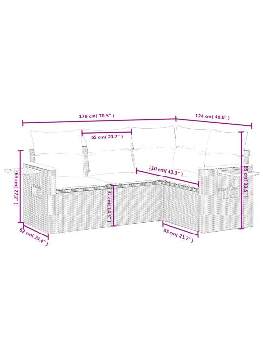 4-OSALINE AIADIIVANI KOMPLEKT PATJADEGA, HALL, POLÜROTANG