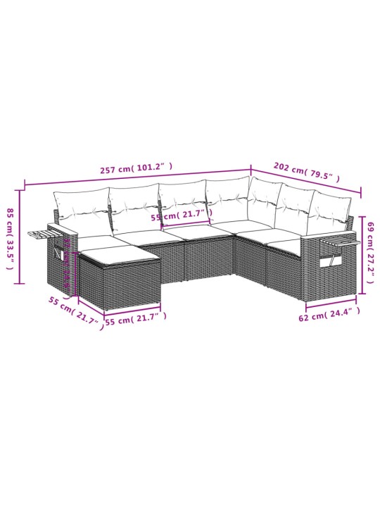 7-OSALINE AIADIIVANI KOMPLEKT PATJADEGA, HALL, POLÜROTANG