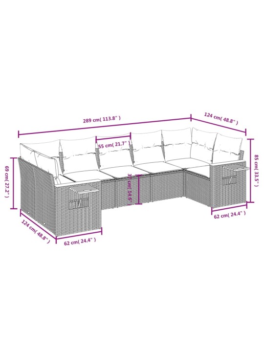 7-OSALINE AIADIIVANI KOMPLEKT PATJADEGA, HALL, POLÜROTANG