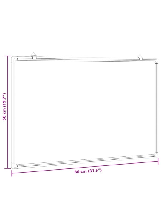 Valge magnettahvel, 80x50x1,7 cm, alumiinium