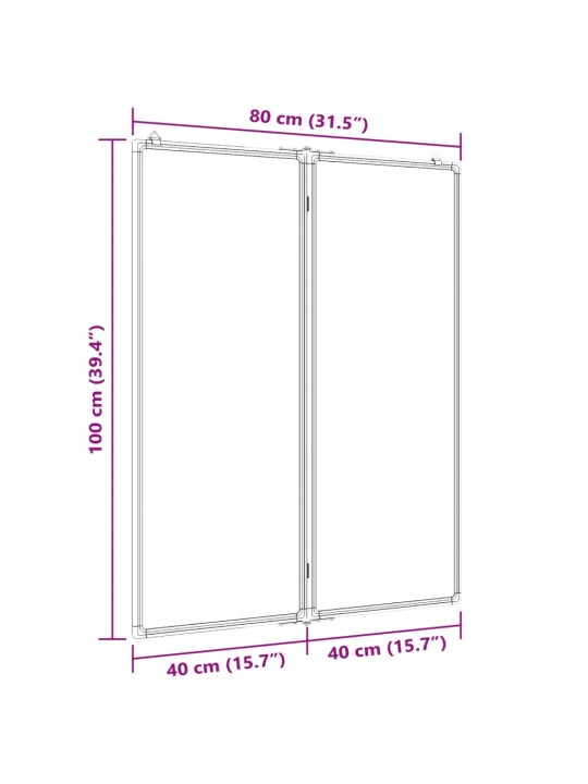 Kokkupandav valge magnettahvel, 80x100x1,7 cm, alumiiniumx