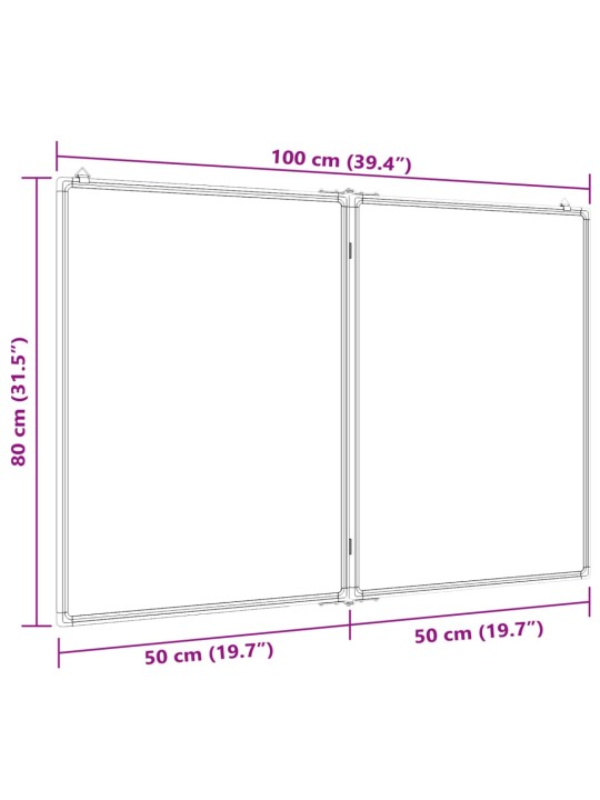 Kokkupandav valge magnettahvel, 100x80x1,7 cm, alumiinium