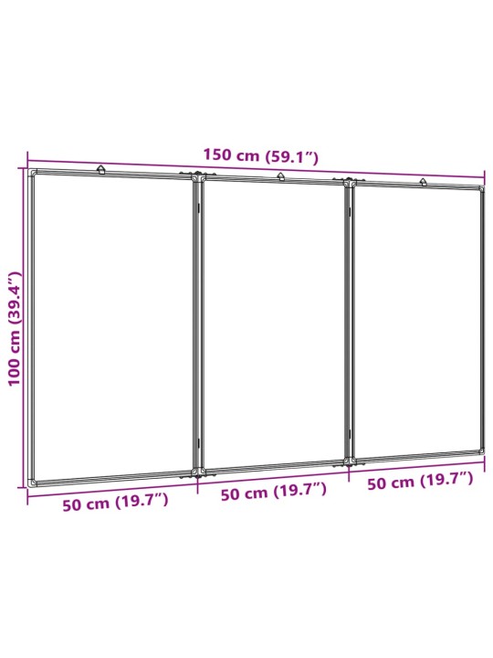 Kokkupandav valge magnettahvel, 150x100x1,7 cm, alumiinium