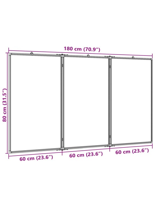 Kokkupandav valge magnettahvel, 180x80x1,7 cm, alumiinium