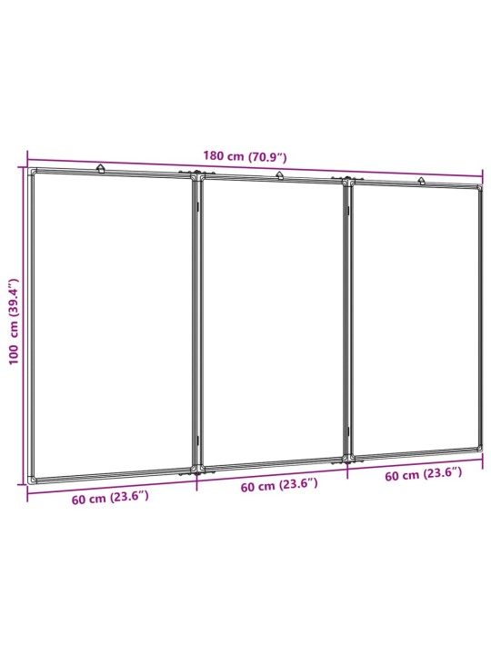 Kokkupandav valge magnettahvel, 180x100x1,7 cm, alumiinium