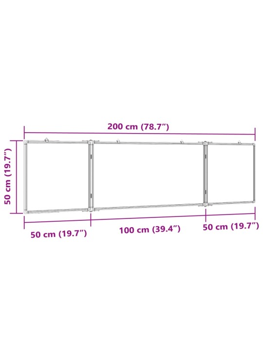 Kokkupandav valge magnettahvel, 200x50x1,7 cm, alumiinium