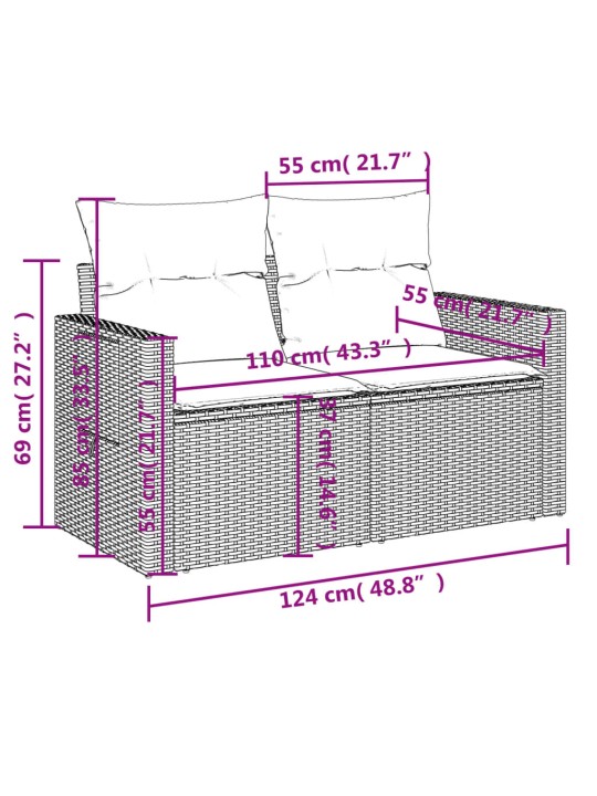 4-osaline aiadiivani komplekt patjadega, must, polürotang