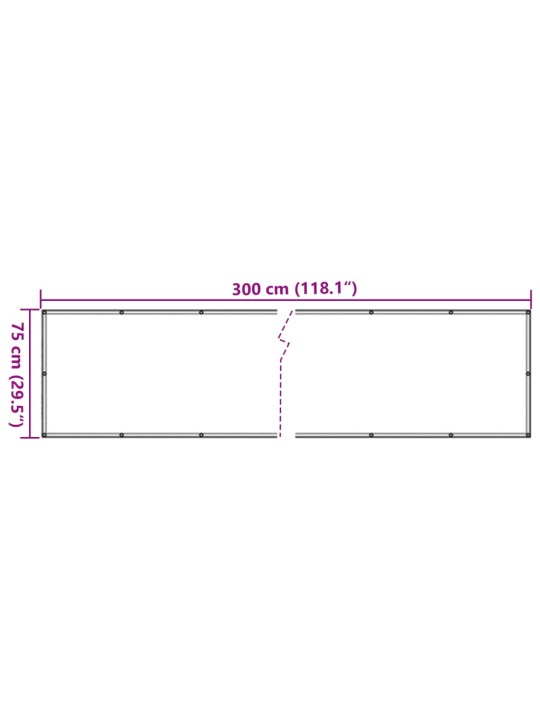 Rõdu privaatsuskate, antratsiithall, 300 x 75 cm, pvc