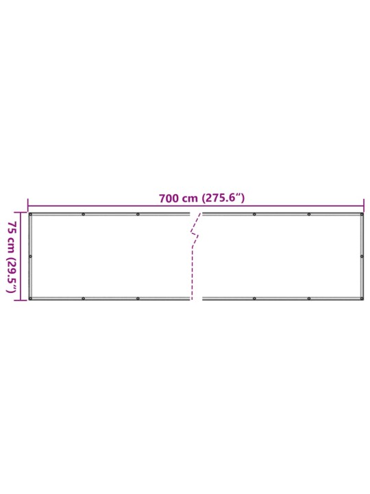 Rõdu privaatsuskate, antratsiithall, 700x75 cm, pvc