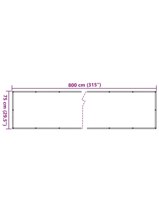 Rõdu privaatsuskate, antratsiithall, 800x75 cm, pvc