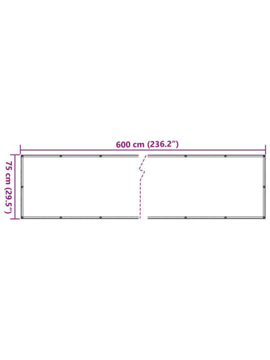 Rõdu privaatsuskate, hall, 600x75 cm, pvc