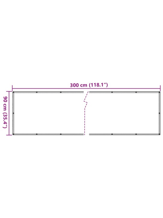 Rõdu privaatsuskate, antratsiithall, 300 x 90 cm, pvc