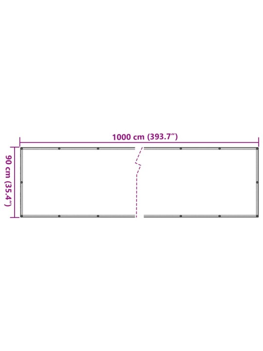 Rõdu privaatsuskate, valge, 1000x90 cm, pvc
