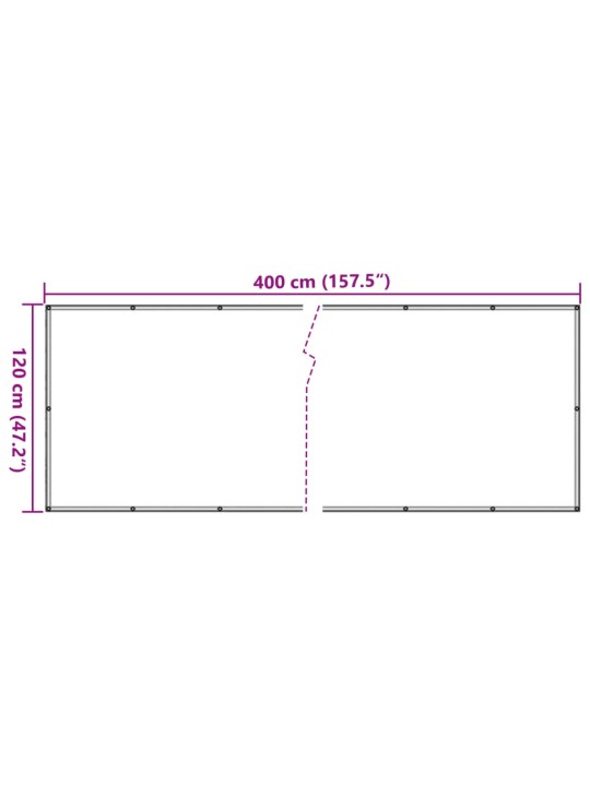 Rõdu privaatsuskate, antratsiithall, 400x120 cm, pvc