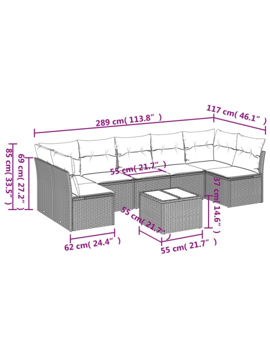 8-osaline aiadiivani komplekt patjadega, helehall, polürotang