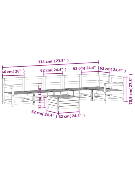 7-osaline aiadiivani komplekt, valge, männipuit