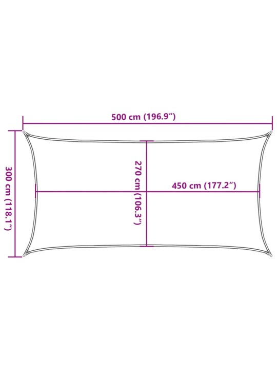 Päikesepuri 160 g/m² ristkülik, helehall, 3x5 m, hdpe