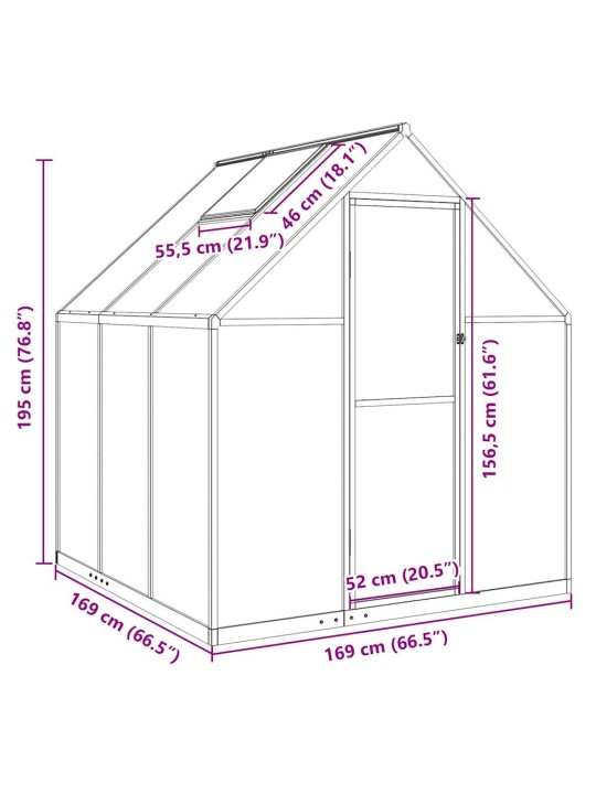 Kasvuhoone alusraamiga, hõbedane, 169x169x195 cm, alumiinium