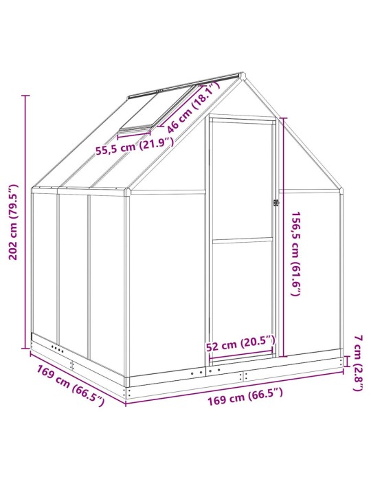 Kasvuhoone alusraamiga, hõbedane, 169x169x202 cm, alumiinium