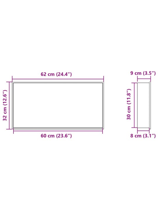 SÜVISTATAV DUŠIRIIUL, MATT MUST 62X32X9 CM ROOSTEVABA TERAS