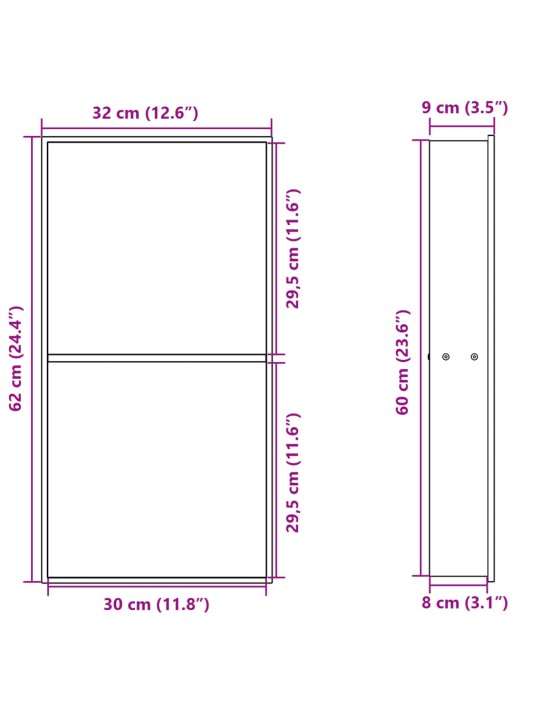 SÜVISTATAV DUŠIRIIUL, MATT VALGE 32X62X9 CM ROOSTEVABA TERAS