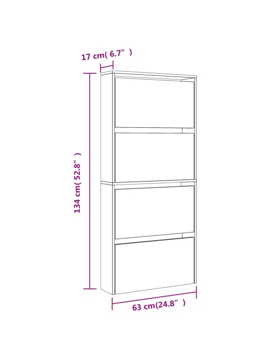 4 sahtliga kingakapp, peegliga, suitsutatud tamm, 63x17x134 cm