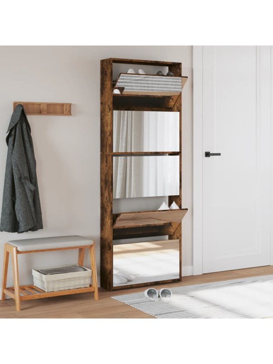 5 sahtliga kingakapp peegliga, suitsutatud tamm, 63x17x169,5 cm