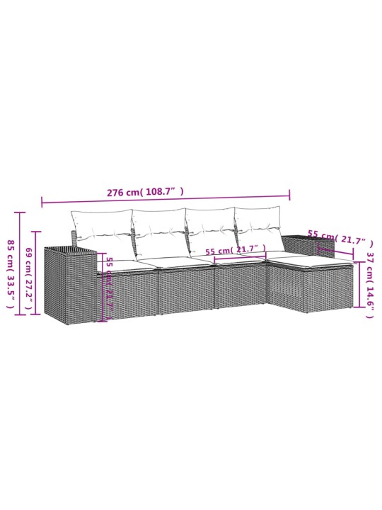 5-OSALINE AIAMÖÖBLIKOMPLEKT ISTMEPATJADEGA, POLÜROTANG, HALL