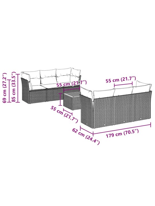 7-OSALINE AIADIIVANI KOMPLEKT PATJADEGA, HALL, POLÜROTANG