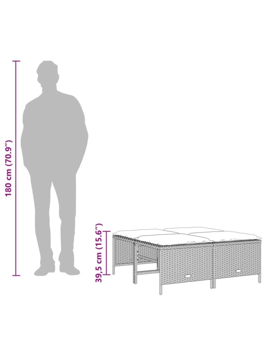 5-osaline aiadiivanikomplekt patjadega, must, polürotang