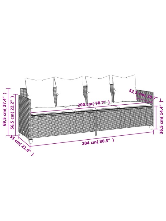 5-osaline aiamööblikomplekt istmepatjadega, polürotang, hall