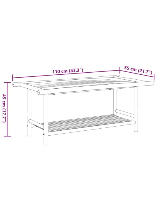 Kohvilaud, 110 x 55 x 45 cm, bambus