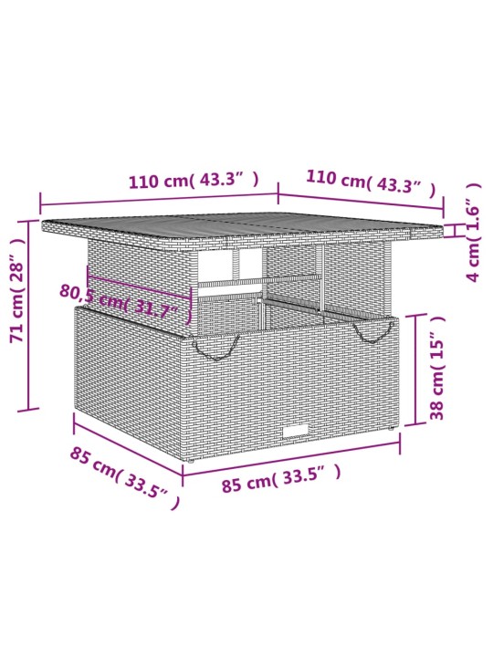 5-osaline aiamööbli komplekt patjadega, hall, polürotang