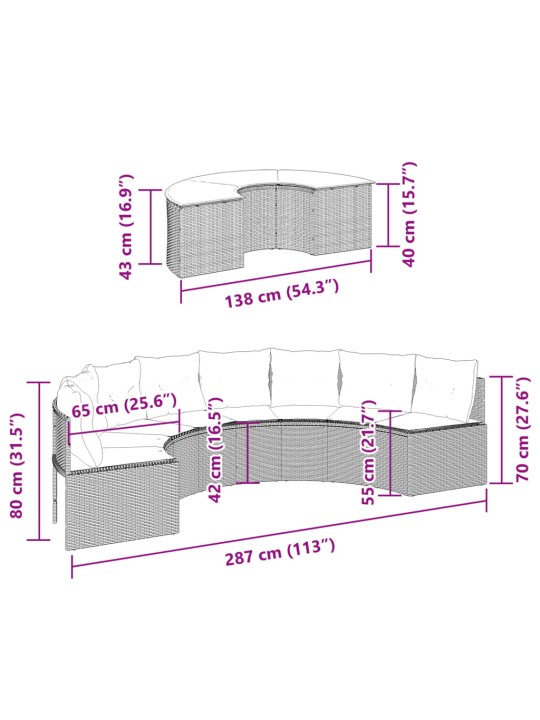 2-osaline aiadiivanite komplekt, poolümar, hall, polürotang