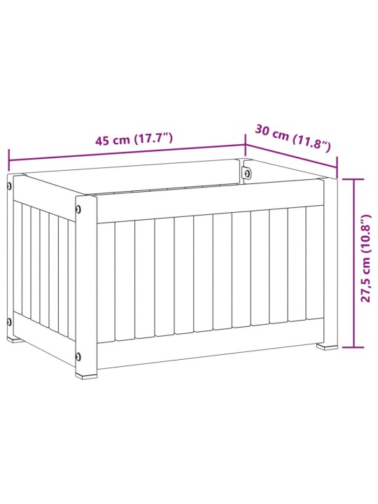 Aia taimekast, 45 x 30 x 27,5 cm, akaatsiapuit ja teras